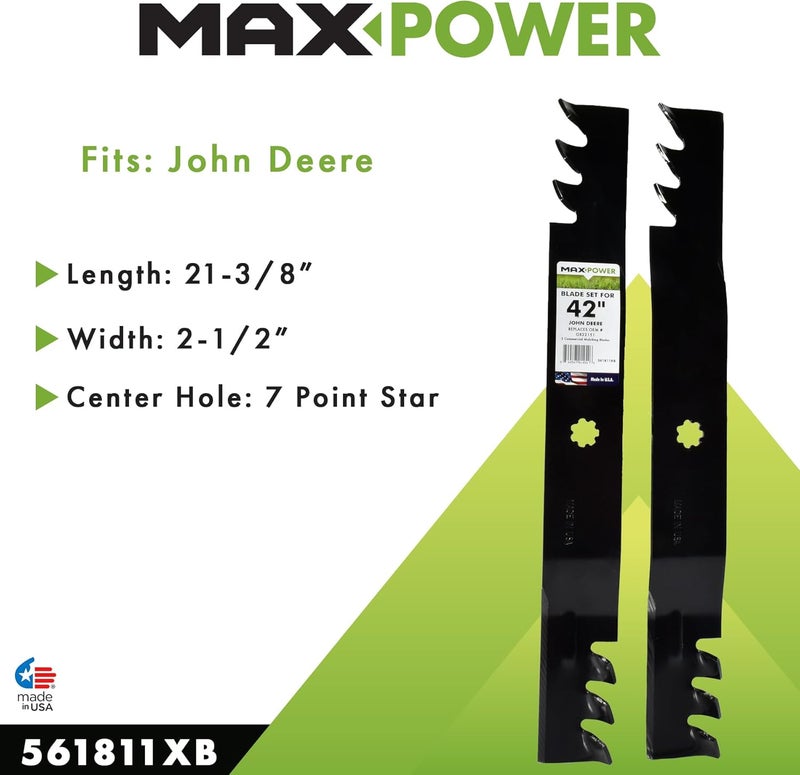 Max Power 561811XB 2 Blade Commercial Mulching Set for Many 42 in. John Deere Mowers Replaces OEM # GX22151, GY20850 - Image 3